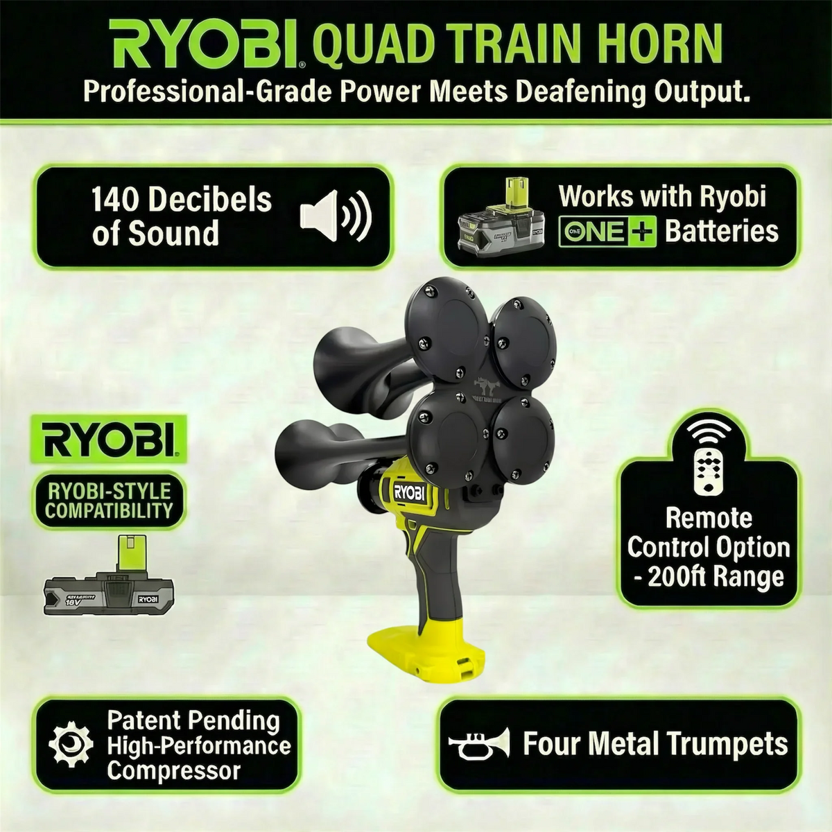 Ryobi Air Horn - Powerful Portable Drill Train Horn 140dB – Impact Ryobi Air Horn - Powerful Portable Drill Train Horn 140dB – Impact